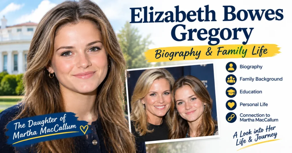 Elizabeth Bowes Gregory biography feature image highlighting her family background and connection to Martha MacCallum.