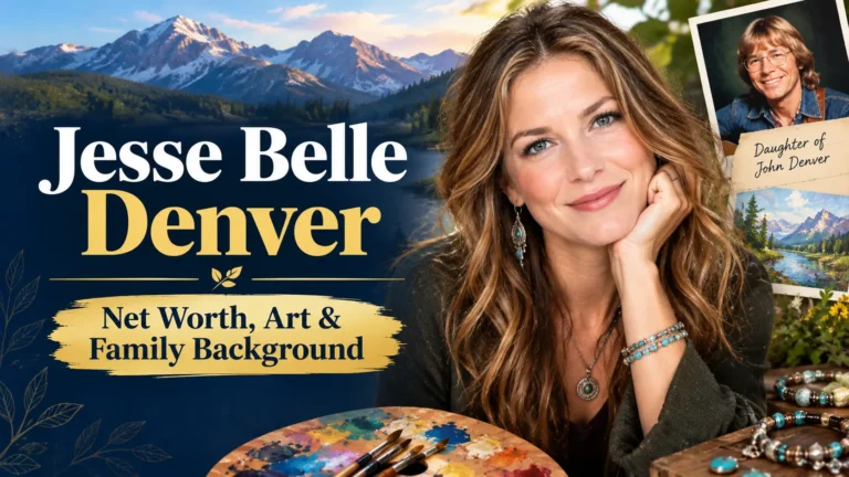 Jesse Belle Denver net worth feature image highlighting her art, family background, and connection to John Denver.