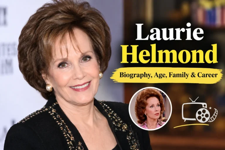 Laurie Helmond biography feature image with text highlighting her age, family, and career.
